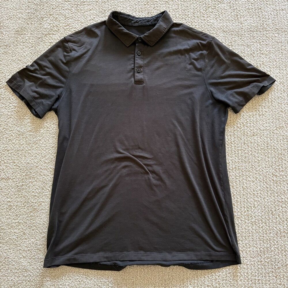 Lululemon Golf Evolution Polo Mens L Black Short Sleeve Stretch
